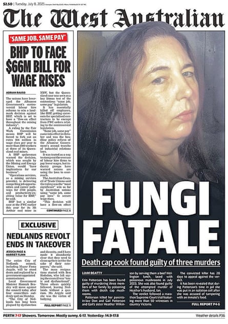The front page of the West Australian, Tuesday 8 July 2025.