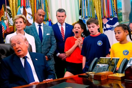 Donald Trump speaks in the Oval Office at the White House