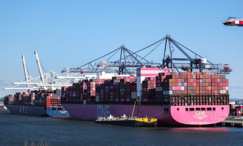 Cargo ships at the Port Jersey container terminal in New Jersey