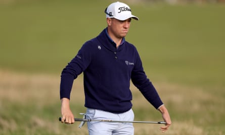Justin Thomas looks downcast during the Open Championship at Royal Liverpool