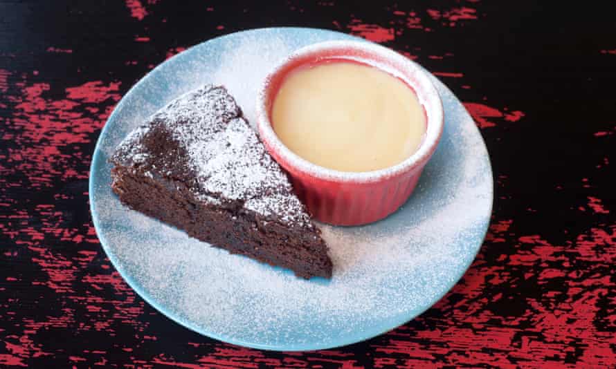 'Contains a depth charge of dark rum': chocolate cake and custard.