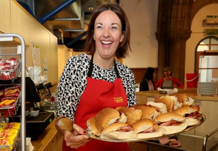 Kezia Dugdale serves breakfast at the Eric Liddell Centre in Edinburgh.