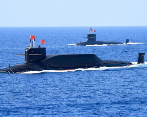 A Chinese nuclear-powered ballistic missile submarine at sea