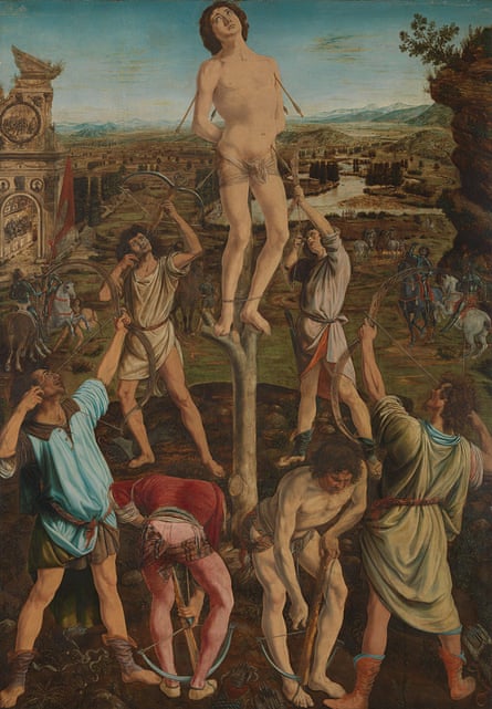 The Martyrdom of Saint Sebastian, completed 1475, by Antonio and Piero del Pollaiuolo