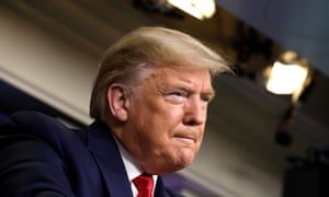 Donald Trump during a briefing at the White House in Washington DC, on 26 March.