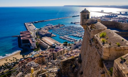 Sunny sea view from high up on Alicante’s castle.