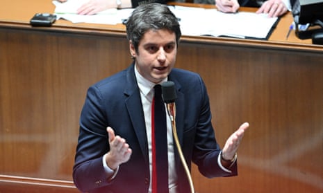 Gabriel Attal speaks at the French National Assembly in Paris.