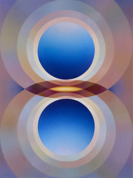 Overview Effect in Blue With Small Yellow Mandorla, 2025.