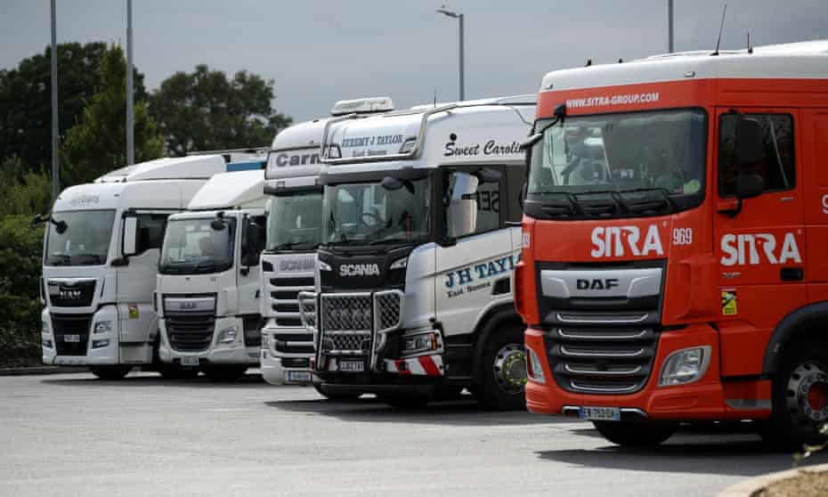 Lorries at a truckstop
