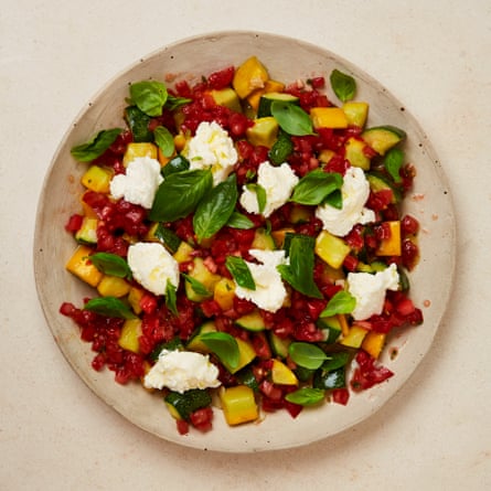 Yotam Ottolenghi’s summer courgettes with tomatoes and ricotta.