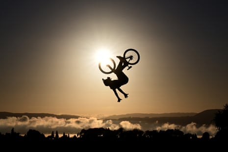 Tim Bringer of France competes in the Maxxis Slopestyle final during Crankworx in New Zealand.