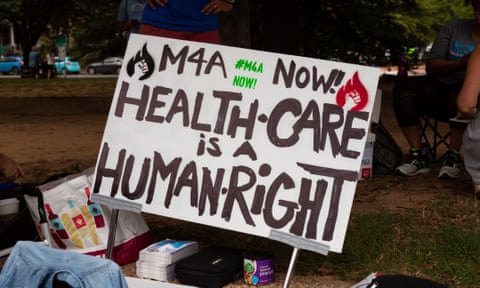 Sign that says Healthcare is a human right.