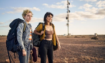 Julia Garner and Jessica Henwick in The Royal Hotel.