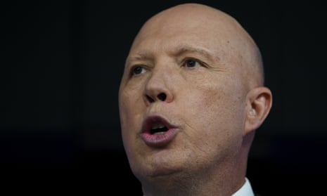 Australian defence minister Peter Dutton addresses the National Press Club in Canberra