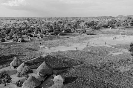 an aerial view of a refugee settlement