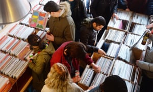 Shoppers browsing vinyl