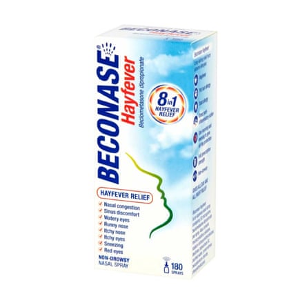 A packet of Beconase hay fever spray.