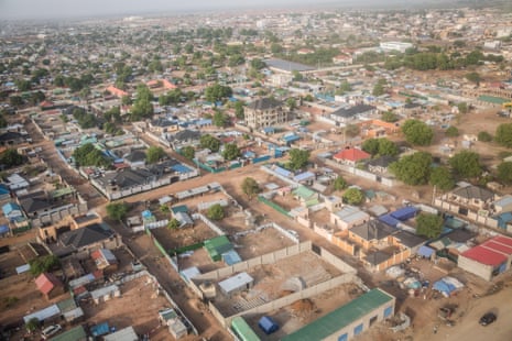 an aerial view of a city