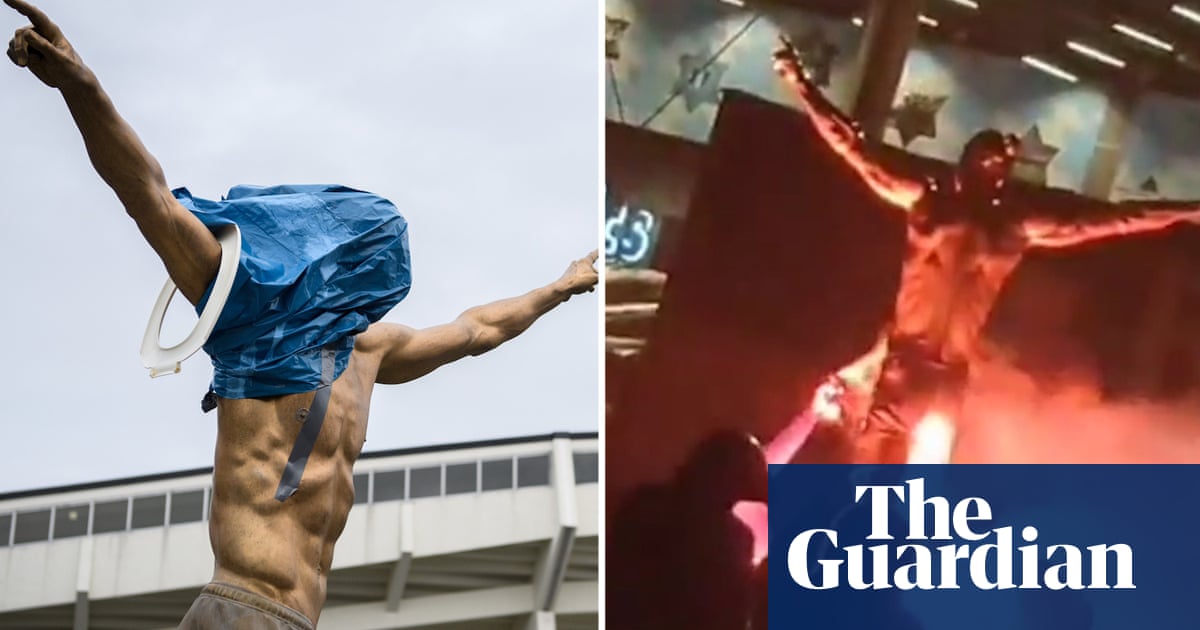 Zlatan Ibrahimovic statue vandalised after striker buys into Hammarby – video report
