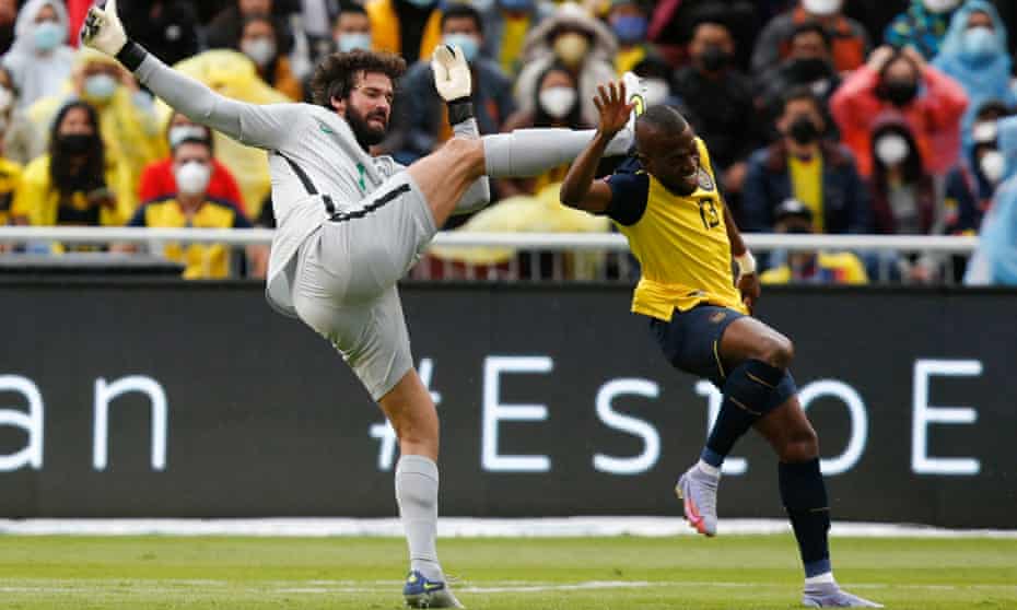 Alisson Sent Off Twice In Brazil Draw With Ecuador And Saved Both Times By Var World Cup 22 Qualifiers The Guardian Alisson Sent Off Twice In Brazil Draw With Ecuador And Saved Both Times By Var World Cup 22 Qualifiers The Guardian