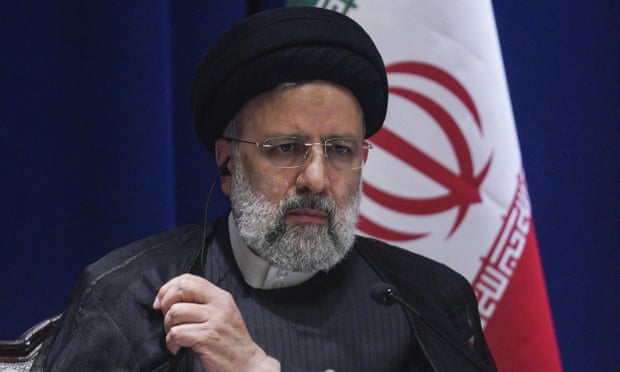 The president of Iran, Ebrahim Raisi, speaks at a press conference in New York on Thursday.