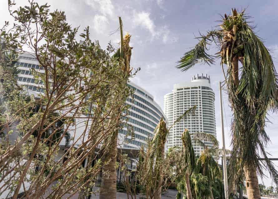 Damage on Fontainebleau Hotel Miami Beach after Hurricane Irma