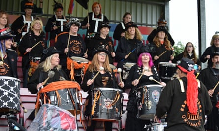 The Earthquake Drummers welcome Lewes Women on to the pitch before their game against Tottenham Hotspur.