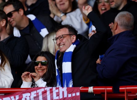 Tony Bloom celebrates a Brighton goal.