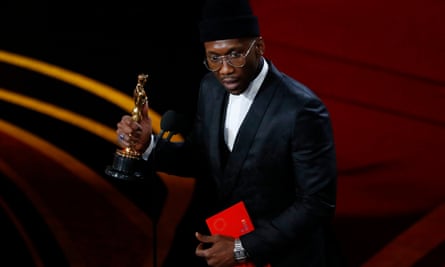 Mahershala Ali accepting the best supporting actor Oscar