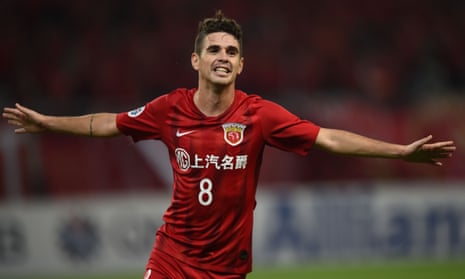 Oscar celebrates after scoring for Shanghai SIPG in the Asian Champions League.
