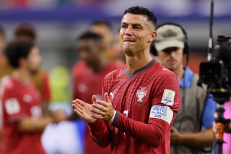 Cristiano Ronaldo of Portugal in tears.