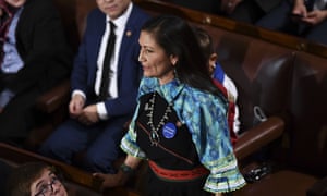 Haaland made history as one of the first two Native Americans elected to Congress, in 2018.