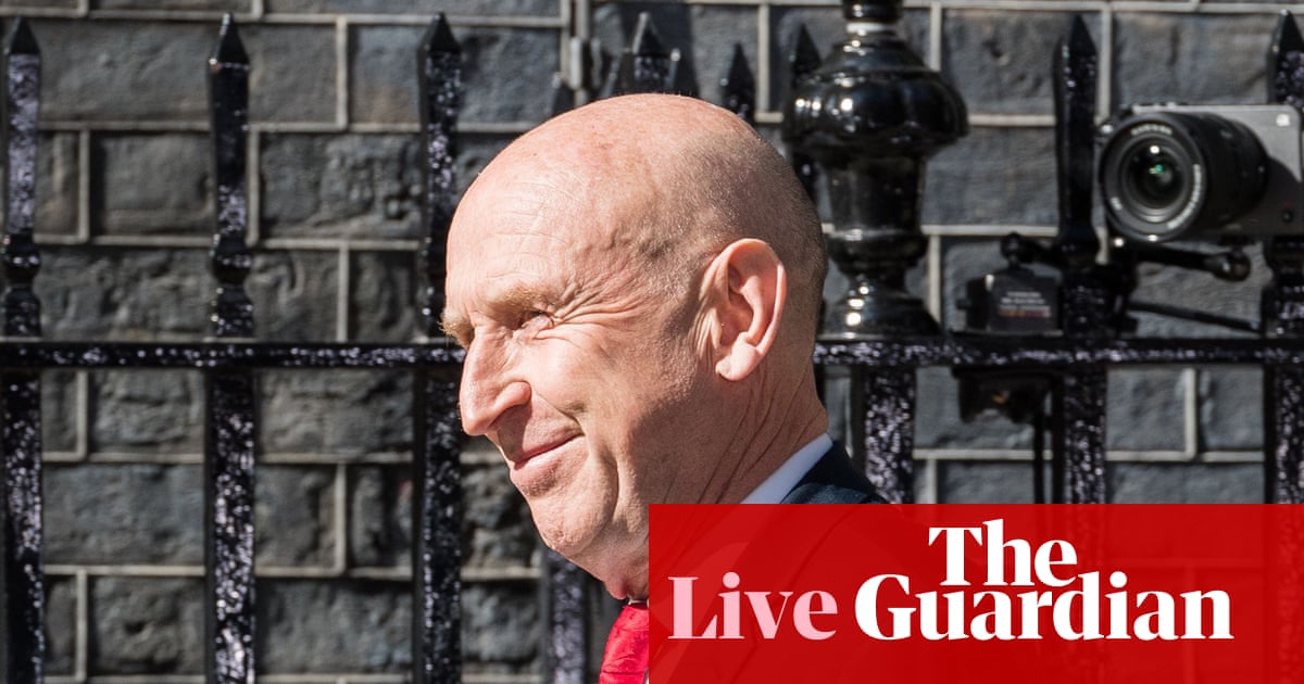 Defence stocks rally as John Healey appointed chancellor; UK borrows less than expected in June – business live
