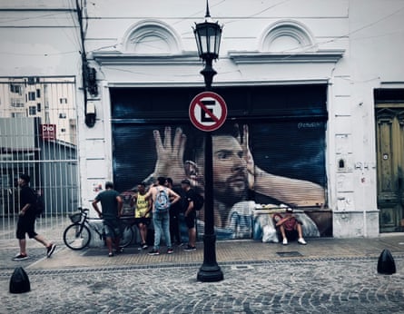 A mural of Lionel Messi in Buenos Aires