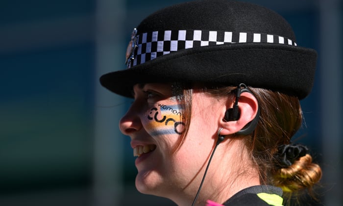 Police officer with Women's Euros face paint