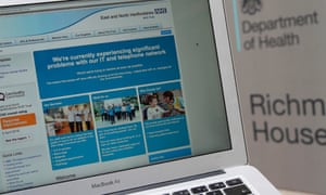 An NHS website notifying users of a problem on its network last Friday
