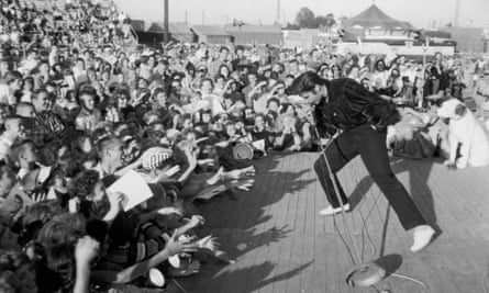 Elvis Presley performing, c1957