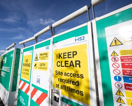 ‘Keep clear’ signs surrounding work sites around Euston station