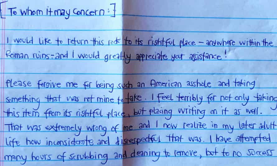 The letter to the National Roman Museum, Italy