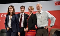 UK Labour Party Leader ship Hustings<br>GLASGOW, SCOTLAND - JULY 10:  Labours candidates for Leader  and Deputy Leader  Liz Kendall, Andy Burnham, Yvette Cooper  and Jeremy Corbyn take part in a hustings in The Old Fruitmarket, Candleriggs on July 10, 2015 in Glasgow, Scotland. The four candidates for the Labour Leader ship Andy Burnham, Liz Kendall, Jeremy Corbyn and Yvette Cooper faced questions on a range of issues including immigration, welfare and the economy.  (Photo by Jeff J Mitchell/Getty Images)