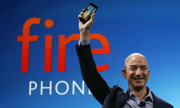 Amazon CEO Jeff Bezos, at the launch of the Fire Phone, the company’s failed attempt to take on Apple in the smartphone market.