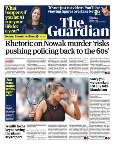 The Guardian’s front page 4 June 2026