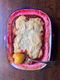 Brad McDonald mixes nan peaches pinch raspberries – ‘which, personally, I don’t attraction for erstwhile cooked’.