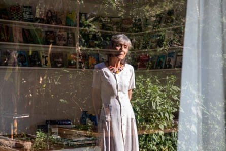 A portrait of the Zimbabwean publisher, editor, researcher and writer, Irene Staunton in her garden at Weaver Press in Harare, Zimbabwe.