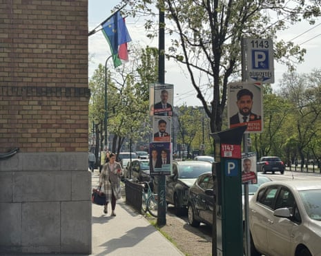 Election banners along Ajtósi Dürer sor in Budapest