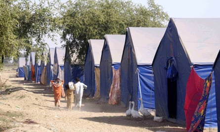 People displaced by this year’s vast floods shelter in a camp at Khyber Pakhtunkhwa, Pakistan.