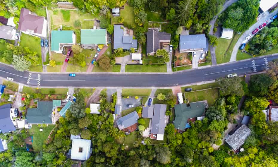 Aerial view of Auckland suburb.