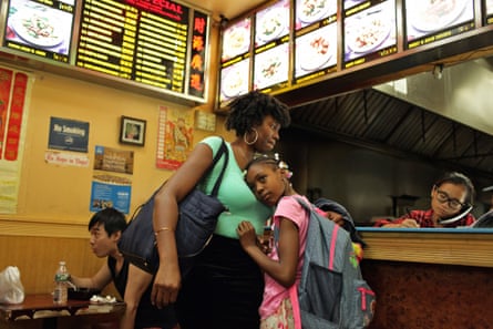Shirmira Wilson and her daughter, Jaylah, order out after a long day.