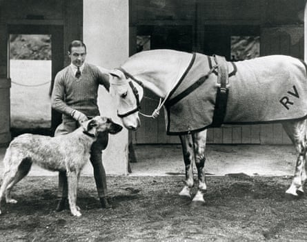 Rudolph Valentino with his wolfhound, in 1925.