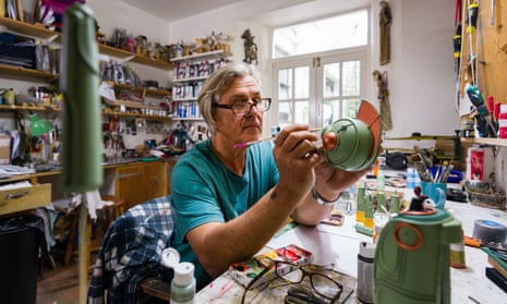 Keith Newstead in his orderly workshop in Falmouth, Cornwall, 2018.